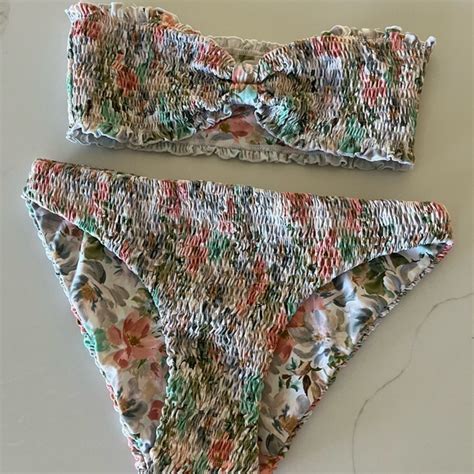 Aila Blue Swim Aila Blue Floral Smocked Bikini Set Poshmark