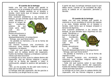 Tutoria anexo El cuento de la tortuga Había una vez una tortuga que