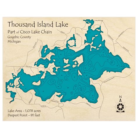 Thousand Island Lake 3d Custom Wood Map Lake Art Llc