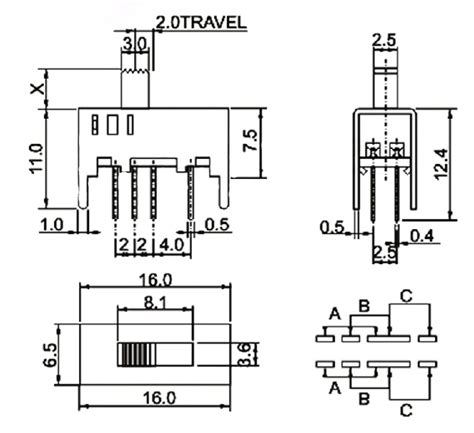 Купить Переключатель 3 положения SS-23D03-G5 2 группы 8 контактов SW015