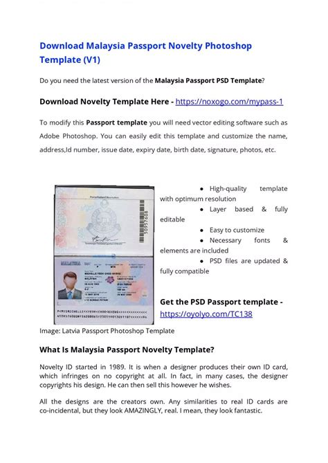Pdf Malaysia Passport Psd Template V1 Download Photoshop File