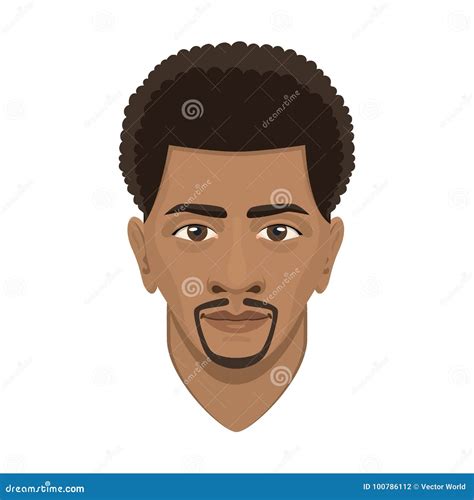 Young Afro Man Avatar Character Male Face Portrait Cartoon Person