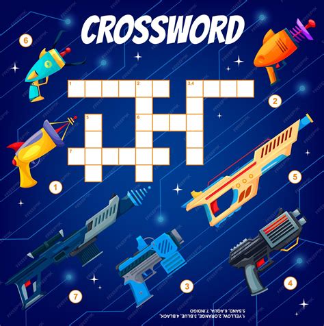 Premium Vector | Blaster gun handgun raygun weapon crossword grid