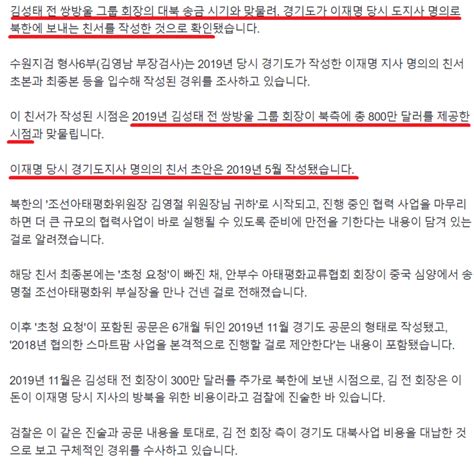 검찰 대북송금 시점 ‘이재명 방북 초청 요청 친서 확보