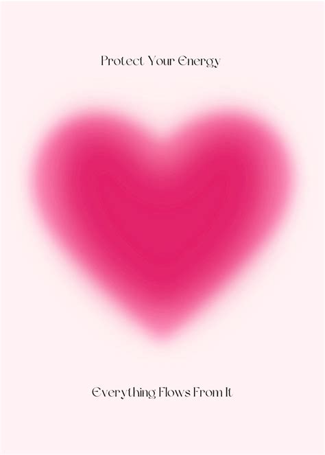 Heart Aura Poster Manifestation Art Print Pink Gradient Wall Art