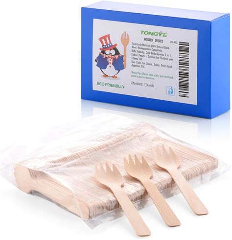 Amazon Mini Wooden Sporks Cute Forks Spoons 2 In 1 Combo