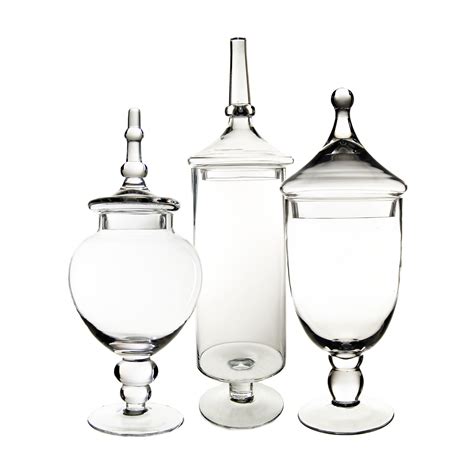 Wholesale Glass Apothecary Jars Set Of 3 H 14 75 16 5 22