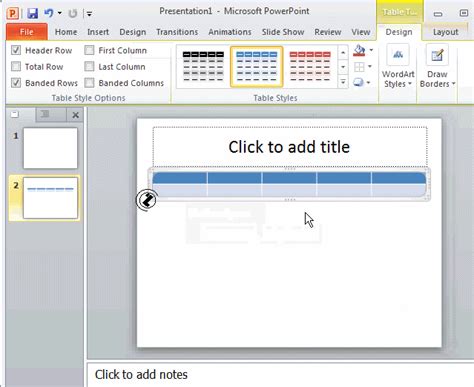 how to add a row to a table in powerpoint