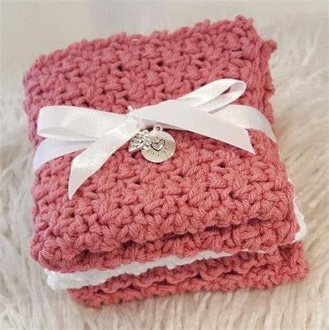 Crochet Wash Cloth 3 Cotton Baby Wash Cloths Knit Wash Cloths 3 Knit