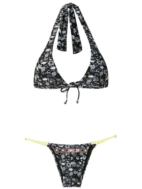 AMIR SLAMA Margarida Printed Bikini Set Black Editorialist
