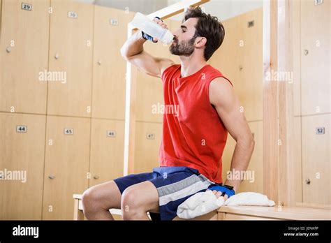 Handsome Man Drinking Water Stock Photo Alamy