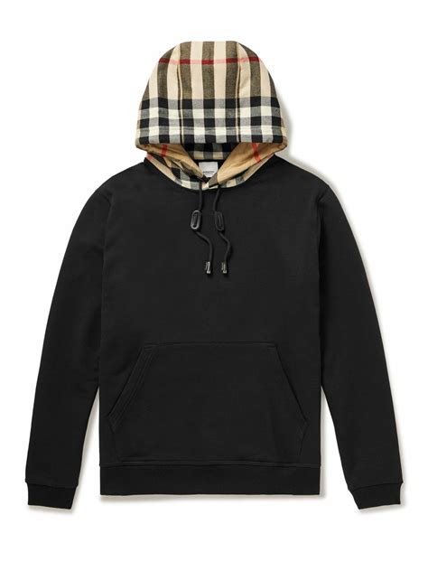 Burberry Checked Cotton Jersey Hoodie Black Burberry