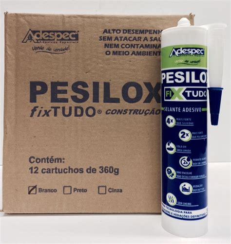 Cola Adesiva Pesilox FixTudo Construção Branco tubo 360g caixa 12