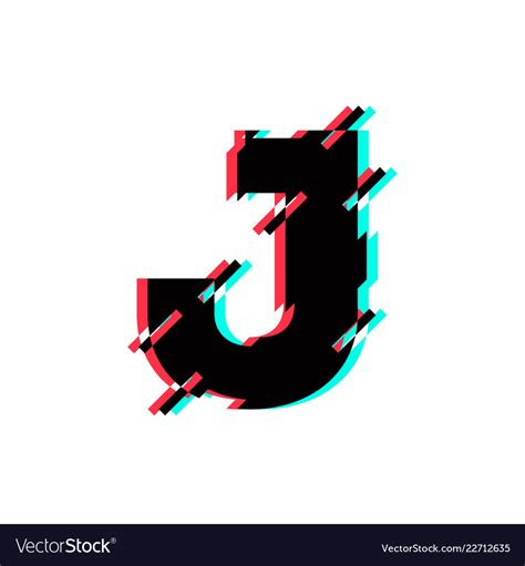 Logo Letter J Glitch Distortion Diagonal Vector Image