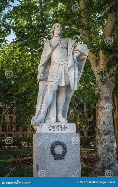 Statue Of King Ramiro I Of Aragon At Plaza De Oriente Square Madrid