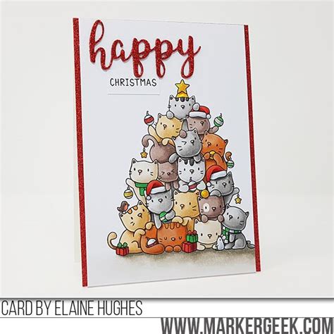 Marker Geek Oh Kitty Tree Christmas Card Featuring Mama Elephant