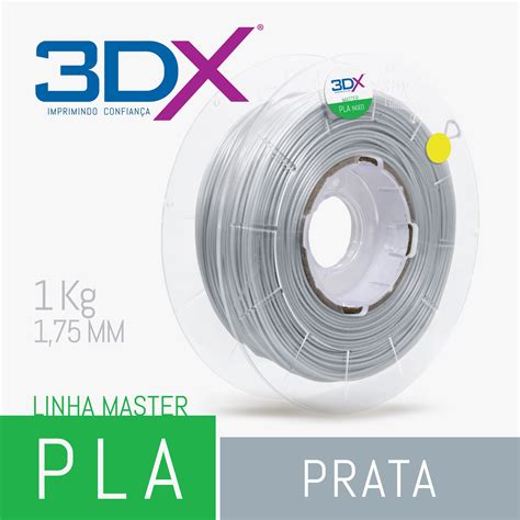 Filamento PLA HT 1kg 1 75 Prata 3DX Filamentos