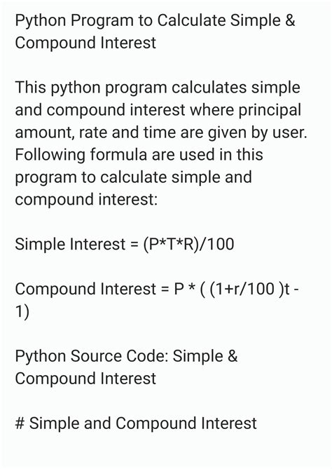 Solution Python Program To Calculate Simple Compound Interest Studypool