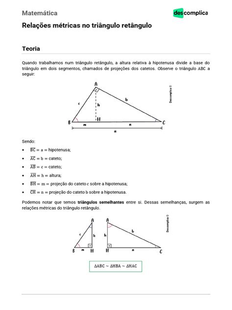 Relacoes Metricas Do Triangulo - Vod Relacoes Metricas No Triangulo Retangulo Ac6fc | PDF | Triângulo ...