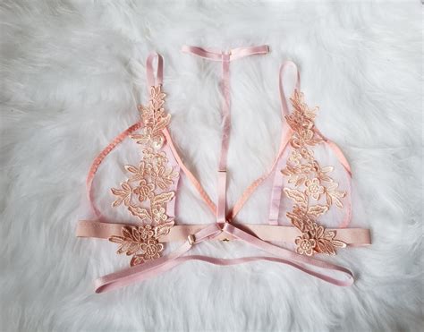 Pink Lace Floral Bralette Pink Lingerie Set Bralette Set Sexy
