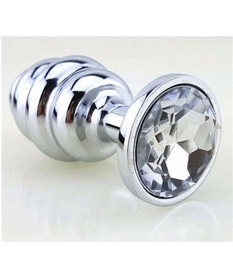 Plug Anal Em Metal Cristal Colorido Aline Lingerie