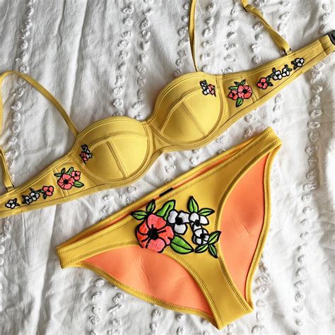Triangl Devon Neoprene Floral Bikini Set Bikini Top Depop