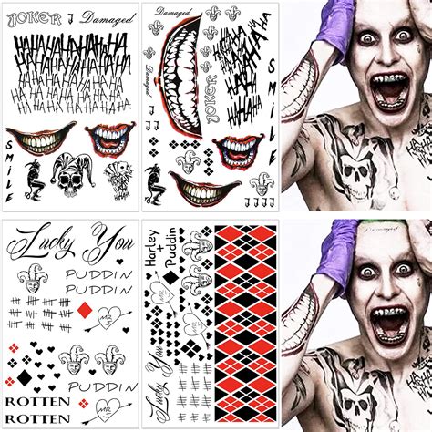 Halloween Temporary Tattoos Stickers Set - 4 Large HQ Tattoos for Face