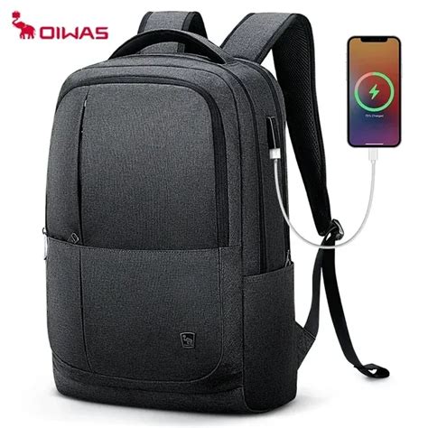 OIWAS 17-дюймовый рюкзак для ноутбука с USB зарядкой, мужские рюкзаки с ...