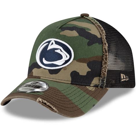 Mens New Era Camo Penn State Nittany Lions Frayed Trucker 9forty