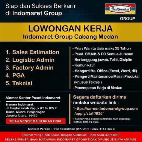 Info Loker Medan Terbaru Maret 2021 Di Indomaret Group Cabang Medan