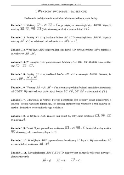 Geometria Analityczna Mnoenie Wektora Przez Liczb Wektory