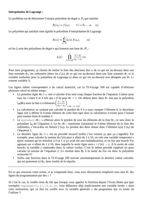 Pdf Interpolation De Lagrange Le Problème Est De Déterminer