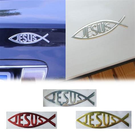 Jesus Fish 3D Car Sticker Soft PVC Chrome Emblem Badge Flower Christian