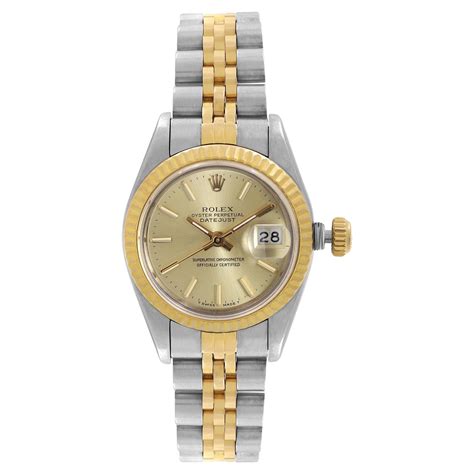 Rolex Datejust Steel Yellow Gold Champagne Diamond Dial Ladies Watch 69173 At 1stdibs Rolex 1805