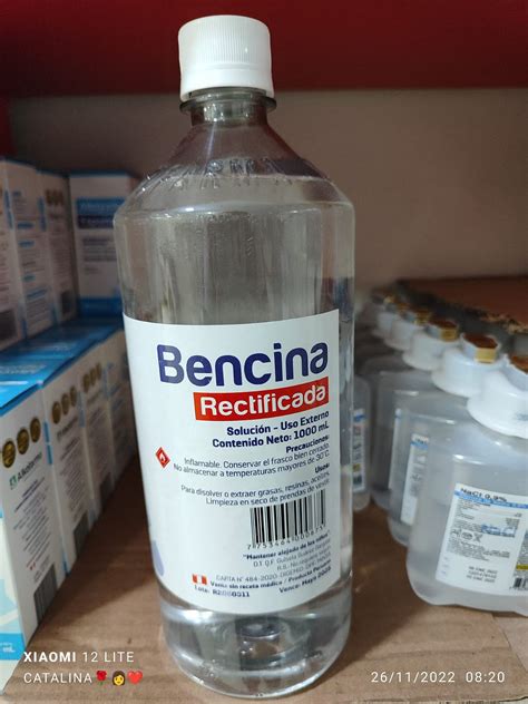 Bencina Rectificada De Litro Laboratorio Alkofarma Imm Eirl