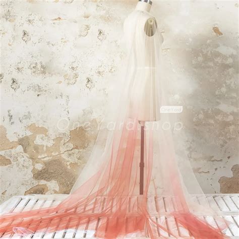 Beautiful Light Nude And Salmon Ombre Tulle Fabric OneYard