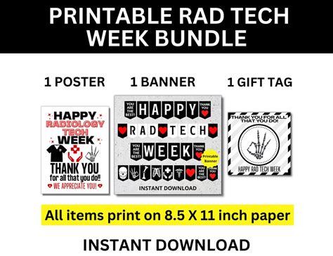 Rad Tech Week Printable Bundle, Radiologic Tech Week, Rad Tech ...