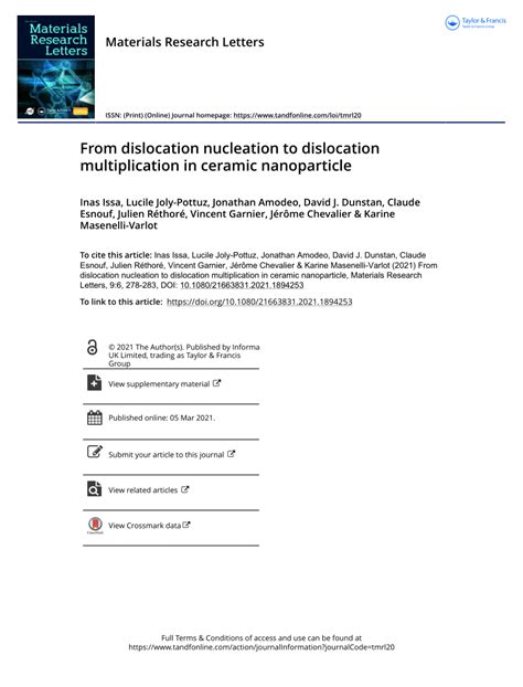 (PDF) From dislocation nucleation to dislocation multiplication in ... 