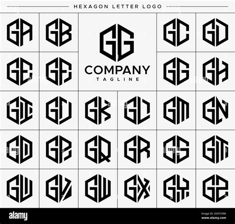 Modern Hexagon G Letter Logo Design Vector Set Hexagonal Gg G Logo