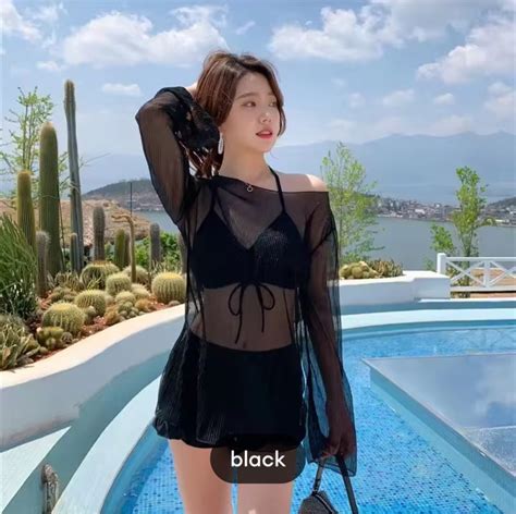 3pc Bikini Slim Conservative Split Swimwear Three Sets Of High Waist Swimwear Women S Fashion