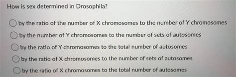 Solved How Is Sex Determined In Drosophila By The Ratio Of Chegg
