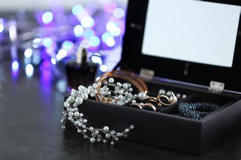 Premium Photo | Collection of bijouterie in jewelry box