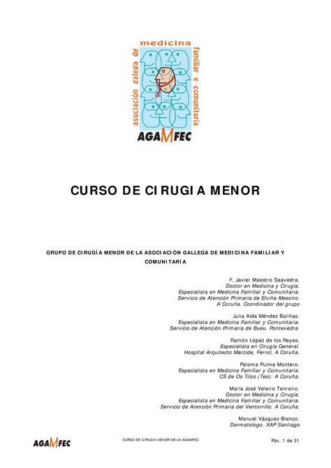 Curso Cirugia Menor I Hope CURSO D E CI RUGI A M EN OR GRUPO D E CI