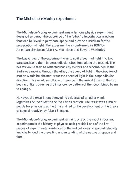 Solution The Michelson Morley Experiment Studypool