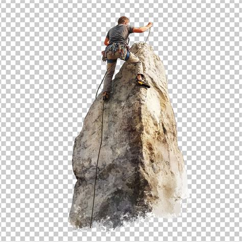 Climbing mountain rock illustration on transparent background | Premium