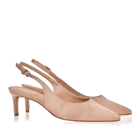 UZA Shoes Slingback Salto Médio Satin Nude Coleção Primavera verão 2023