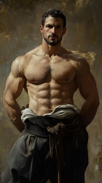 Premium Photo Portrait Of A Handsome Man With Muscular Body And Naked Torso