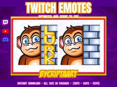 Monkey Lurk Twitch Emote, Hidden Sub Emoji, Funny Channel Points