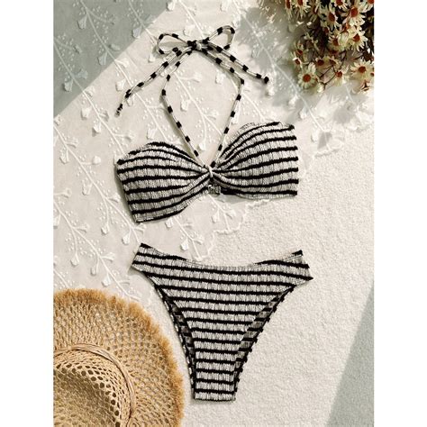 Bộ đồ bơi in hình Bikini sọc xẻ sọc mới gợi cảm dành cho nữ Shopee Việt Nam