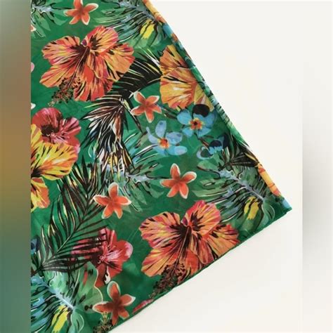 Passion Of Essence Swim Dark Green Tropical Bikini Cover Up Print High Stretch Piece